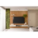 Ver imagem 6 de Painel Ripado para TV até 75 Polegadas MDF 219cmx250cm Modular Nicho 1 Prateleira Marrom Nature/Off White