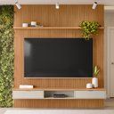 Ver imagem 1 de Painel Ripado para TV até 75 Polegadas MDF 219CMX250CM Modular 1 Nicho 1 Prateleira Marrom