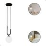 Lustre Pendente Preto Globo Vidro Bola Leitosa 12 Cm Bivolt - 1