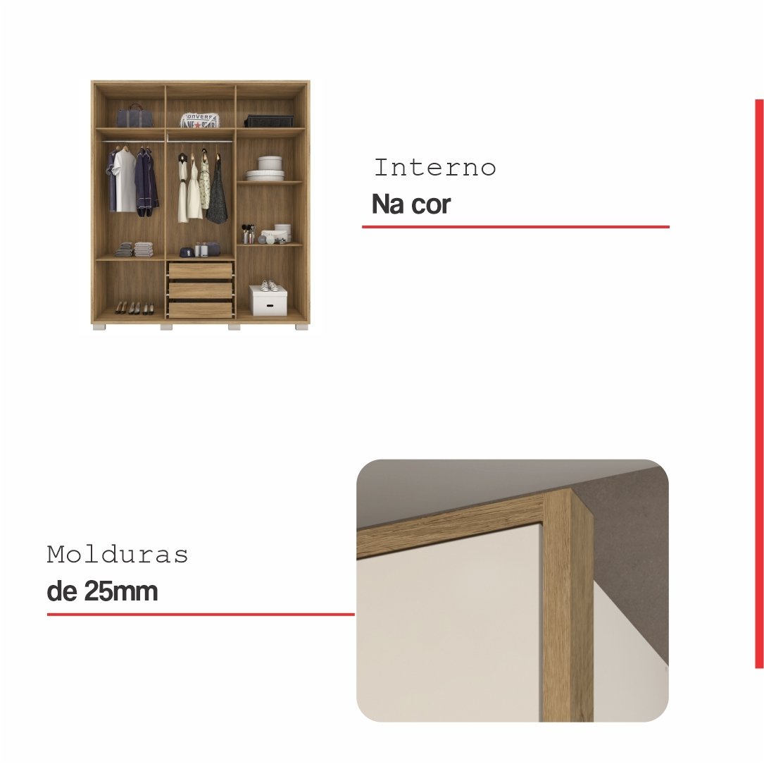 Guarda Roupa Casal 6 Portas 3 Gavetas Java - 5