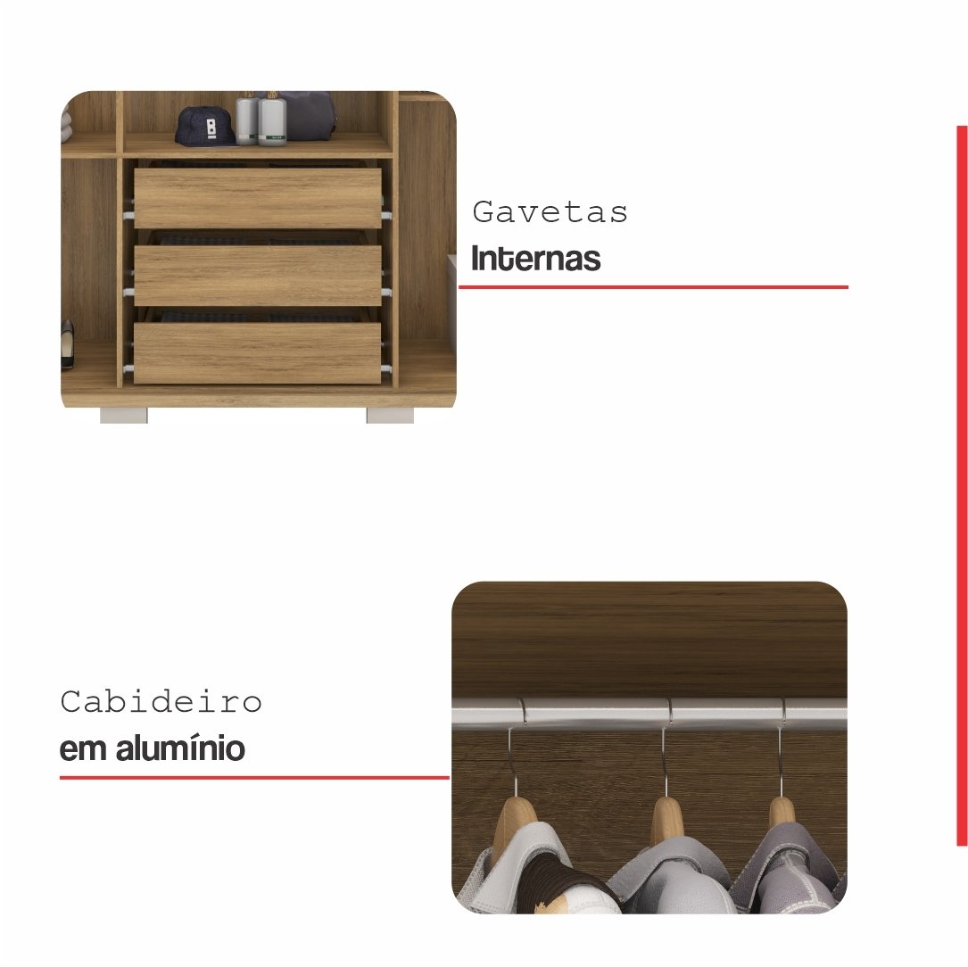 Guarda Roupa Casal 6 Portas 3 Gavetas Java - 6