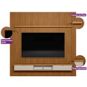 Ver imagem 5 de Painel Ripado para TV até 75 Polegadas MDF 260CMX250CM Modular 1 Nicho 1 Prateleira Marrom