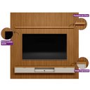 Ver imagem 5 de Painel para TV até 75 Polegadas Ripado Modular 1 Nicho 1 Prateleira 260cm