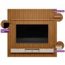 Painel para TV até 75 Polegadas Ripado Modular 1 Nicho 1 Prateleira 260cm - 5