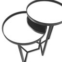 Ver imagem 4 de Conjunto de Mesa Lateral Aço com Espelho Redonda Steel Glass Preto - Lh Móveis