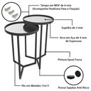 Ver imagem 3 de Conjunto de Mesa Lateral Aço com Espelho Redonda Steel Glass Preto - Lh Móveis