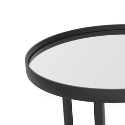 Conjunto de Mesa Lateral Aço com Espelho Redonda Steel Glass Preto - Lh Móveis - 7