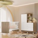Ver imagem 1 de Jogo de Quarto Infantil Guardo Roupa Cômoda e Berço Doce Sonho Qmovi