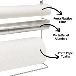 Suporte Cozinha 5 em 1 Aço Cromado Porta Papel Toalha para Parede, Porta Alumínio, Plástico Film e P - 9