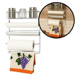 Suporte Cozinha 5 em 1 Aço Cromado Porta Papel Toalha para Parede, Porta Alumínio, Plástico Film e P - 3