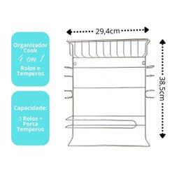 Suporte Cozinha 5 em 1 Aço Cromado Porta Papel Toalha para Parede, Porta Alumínio, Plástico Film e P - 11