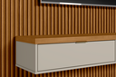 Ver imagem 5 de Painel Ripado para TV até 75 Polegadas MDF 300CMX250CM Modular 1 Nicho 1 Prateleira Marrom