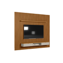 Ver imagem 2 de Painel Ripado para TV até 75 Polegadas MDF 300cmx250cm Modular Nicho 1 Prateleira Marrom Nature/Off White