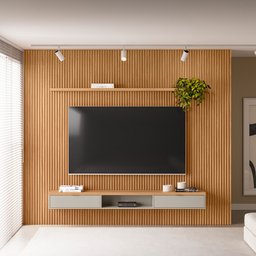 Painel para TV até 75 Polegadas Ripado Modular 1 Nicho 1 Prateleira 300cm - 1
