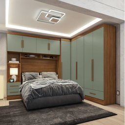Quarto Modulado Casal Completo 4 Peças 5 Portas 4 Gavetas com Maleiro Smart Plus Espresso Móveis - 1