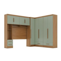 Quarto Modulado Casal Completo 4 Peças 5 Portas 4 Gavetas com Maleiro Smart Plus Espresso Móveis - 2