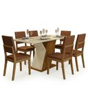 Ver imagem 6 de Conjunto de Jantar Layla Diamond 6 Lugares Tampo MDF com Vidro Cadeiras Estofadas Caramelo Casa 812
