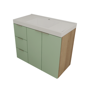 Gabinete de Banheiro com Cuba Vittare 79,6cm Estilare Gab5004 Carvalho/verde Gaveta Esquerda