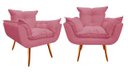 Ver imagem 1 de Kit 2 Poltronas Decorativa Opala Suede Rosa Pés Madeira Ms Decor