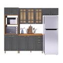 Ver imagem 3 de Cozinha Americana Modulada Torre Quente Aéreo 120cm com Vidro Reflecta Balcão 120cm com Tampo Completa 4 Peças Paris