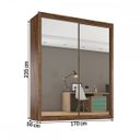 Ver imagem 4 de Guarda-roupa Solteiro Zurique 2 Portas 4 Gavetas Espelhado Braúna/off-white - Europa Móveis