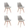 Kit 6 Cadeiras de Jantar Saarinen Leda Tulipa Base Wood Madeira Maciça com Estofado em Couro Fendi - 1