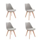Ver imagem 1 de Kit 6 Cadeiras de Jantar Saarinen Leda Tulipa Base Wood Madeira Maciça com Estofado em Couro Fendi