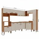 Ver imagem 3 de Cozinha Completa Modulada 8 Peças 100% MDF com Paneleiro Torre Quente e Balcão para Pia Essência Freijó/White Laca Bege