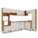 Ver imagem 2 de Cozinha Completa Modulada 8 Peças 100% MDF com Paneleiro Torre Quente e Balcão para Pia Essência Freijó/White Laca Bege