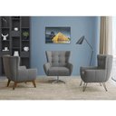Ver imagem 2 de Poltrona Giratória 88cm Bull Linho Cinza - Sallar Home