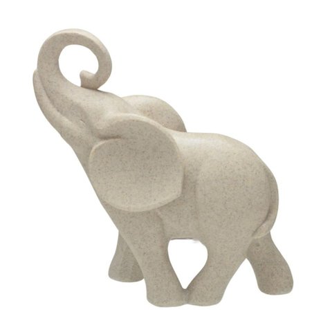Escultura Elefante Decorativo em Resina na Cor Areia 22,5cm
