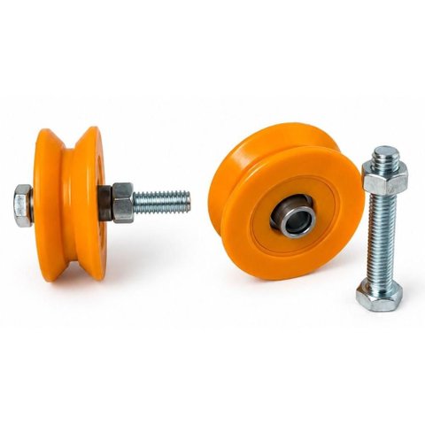 Kit 2 Roldanas 100kg Nylon V 2 Polegadas de Toni com Bucha e Parafuso Porta Portão de Correr Janela
