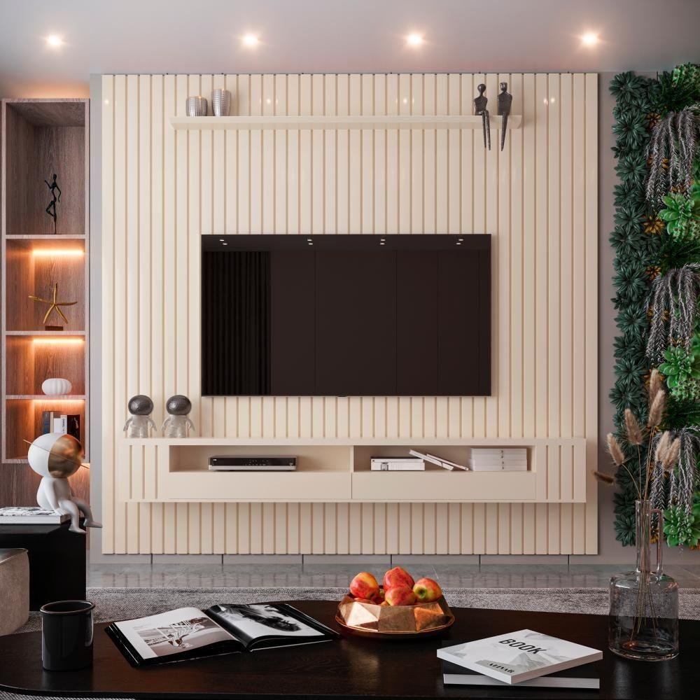 Painel Ripado para Tv até 75 Polegadas Intense com Nicho 225cm Cor