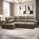 Ver imagem 1 de Sofá 3 Lugares Retrátil Reclinável Chaise Esquerdo 258cm Bergen F04 Veludo Amêndoa - Lyam Decor