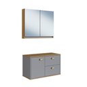 Ver imagem 2 de Gabinete de Banheiro 100% MDF com Espelheira 2 Portas sem Cuba Lívia 80cm Yescasa Cinza/Freijó/Urbi
