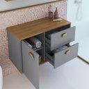 Ver imagem 5 de Gabinete de Banheiro 100% MDF com Espelheira 2 Portas sem Cuba Lívia 80cm Yescasa Cinza/Freijó/Urbi