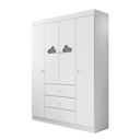 Ver imagem 6 de Quarto Infantil Guarda-Roupa 4 Portas e Cômoda 3 Gavetas 100% MDF Ane Branco