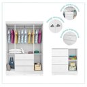 Ver imagem 5 de Quarto Infantil Guarda-Roupa 4 Portas e Cômoda 3 Gavetas 100% MDF Ane Branco