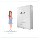 Ver mais imagens de Quarto Infantil Guarda-Roupa 4 Portas e Cômoda 3 Gavetas 100% MDF Ane Branco