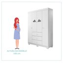 Ver mais imagens de Quarto Infantil Guarda-Roupa 4 Portas e Cômoda 3 Gavetas 100% MDF Ane Branco