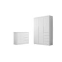 Ver imagem 2 de Quarto Infantil Guarda-Roupa 3 Portas 4 Gavetas e Cômoda 4 Portas 100% MDF Eloá Branco 