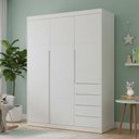 Ver mais imagens de Quarto Infantil Guarda-Roupa 3 Portas 4 Gavetas e Cômoda 4 Portas 100% MDF Eloá Branco 