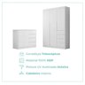 Quarto Infantil Guarda-Roupa 3 Portas 4 Gavetas e Cômoda 4 Portas 100% MDF Eloá Branco  - 5