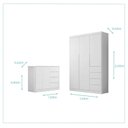 Ver imagem 3 de Quarto Infantil Guarda-Roupa 3 Portas 4 Gavetas e Cômoda 4 Portas 100% MDF Eloá Branco