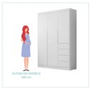 Ver imagem 7 de Quarto Infantil Guarda-Roupa 3 Portas 4 Gavetas e Cômoda 4 Portas 100% MDF Eloá Branco