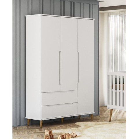 Roupeiro Retrô Lunna MDF  Branco Acetinado - Peternella