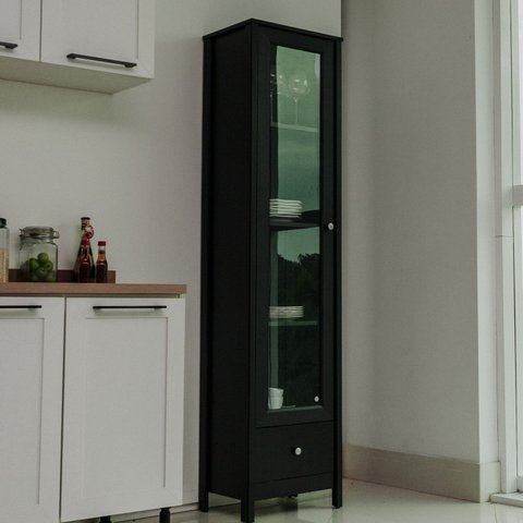Cristaleira para Sala de Jantar Porta de Vidro 1 Gaveta 181cm x 42,9cm