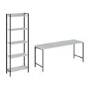 Ver imagem 3 de Conjunto Escritório 2 Peças Mesa Diretor Industrial 180cm e Estante 5 Prateleiras Snow Branco