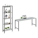 Ver imagem 2 de Kit Escritório 2 Peças Mesa Diretor Industrial 180cm e Estante 5 Prateleiras