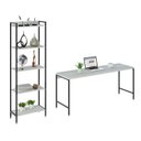 Ver imagem 2 de Conjunto Escritório 2 Peças Mesa Diretor Industrial 180cm e Estante 5 Prateleiras Snow Branco
